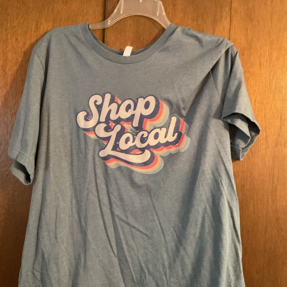 Blue 'Shop Local' Graphic T-Shirt